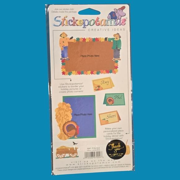 Autumn Thanksgiving Stickopotamus Stickers Fall Leaves and Turkeys & Cornucopias - Picture 6 of 7